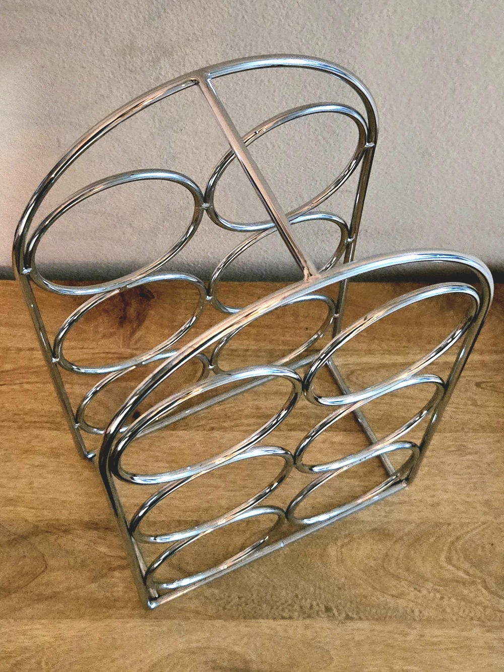 Arched Chrome Metal 6 Bottle Kitchen Wine Rack Storage Countertop Display (Read) - Picture 2 of 4